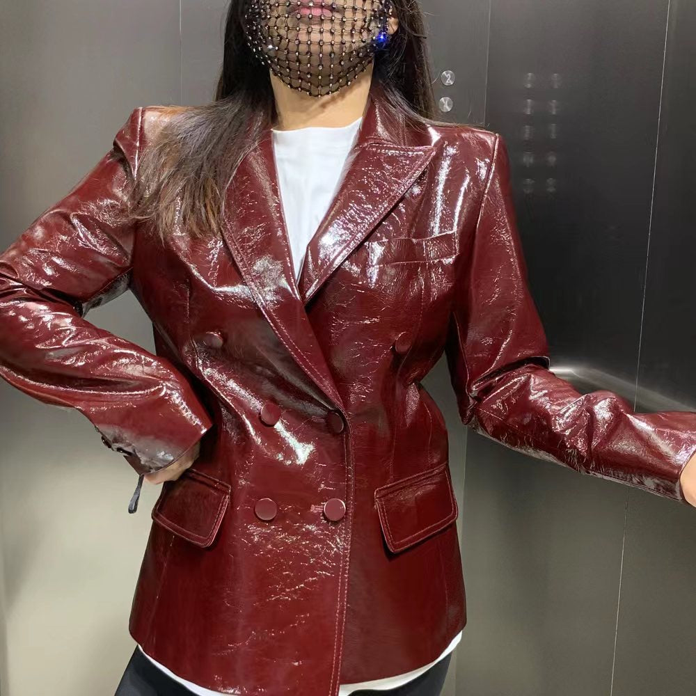 Patent Leather Blazer-Size XL