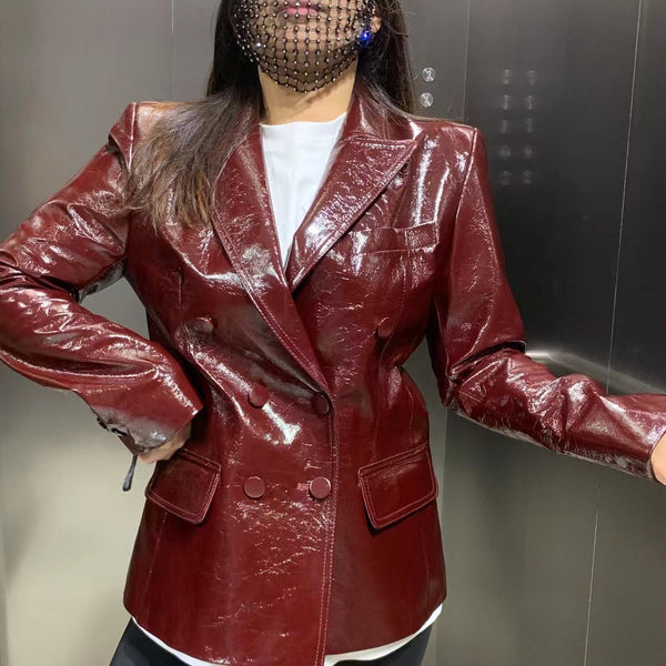Patent Leather Blazer-Size XL